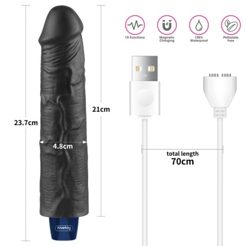 9.5" REAL SOFTEE Rechargeable TPE Vibrating Dildo(Black Lovetoy