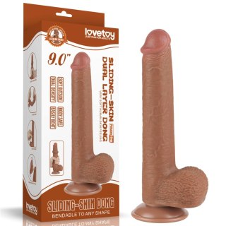 9'' Sliding Skin Dual Layer Dong Brown Lovetoy