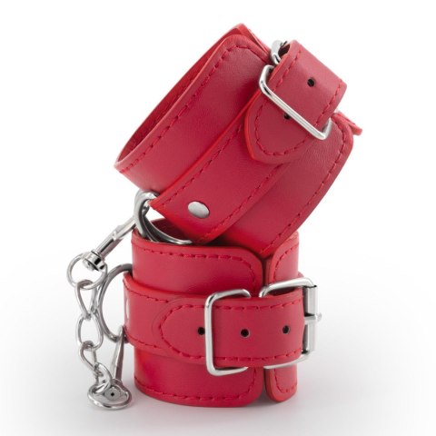 BONDAGE LOVE LEATHER HANDCUFFS CRUSHIOUS RED Crushious