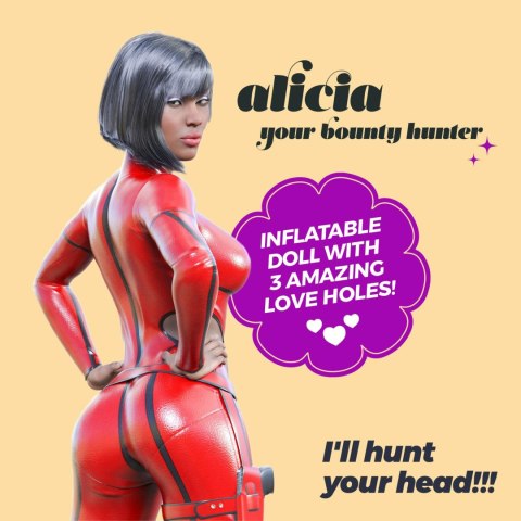 CRUSHIOUS ALICIA THE BOUNTY HUNTER EBONY INFLATABLE DOLL Crushious