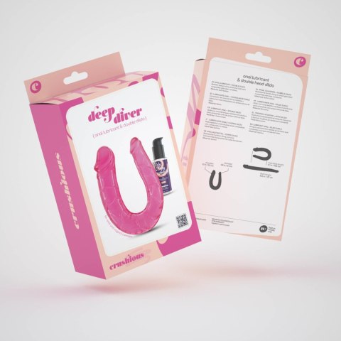 CRUSHIOUS DEEP DIVER DOUBLE DILDO WITH ANAL LUBRICANT 50ML PINK Crushious