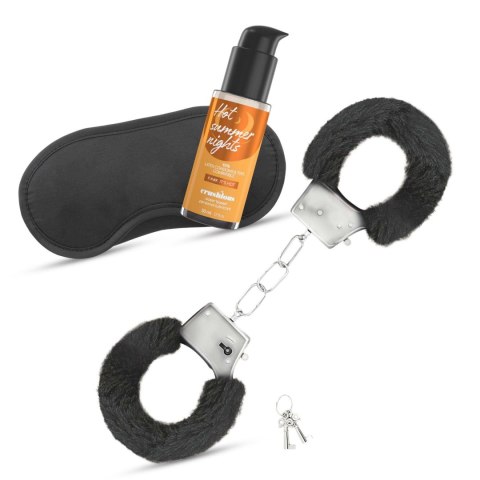 CRUSHIOUS DÉSIR NOIR HANDCUFFS SET + SATIN BLINDFOLD AND WARMING EFFECT LUBRICANT Crushious