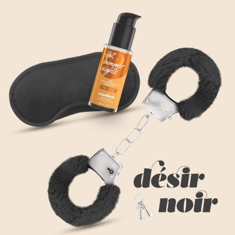 CRUSHIOUS DÉSIR NOIR HANDCUFFS SET + SATIN BLINDFOLD AND WARMING EFFECT LUBRICANT Crushious