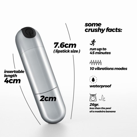 CRUSHIOUS IMOAN RECHARGEABLE VIBRATING BULLET SILVER Crushious