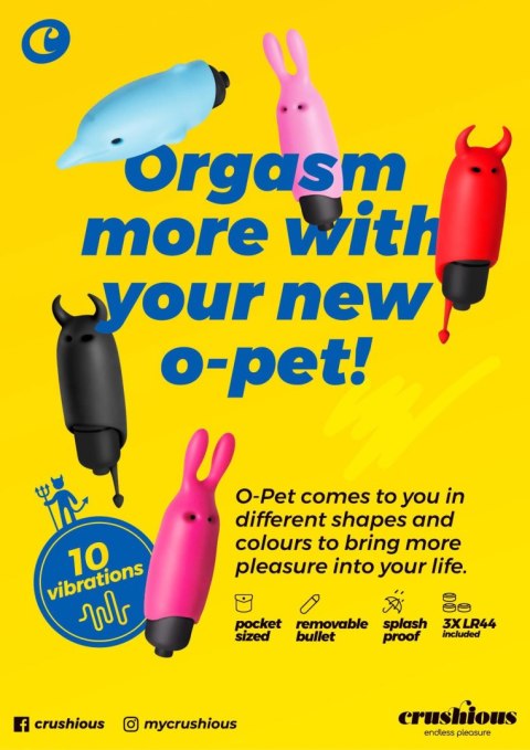 CRUSHIOUS O-PET DEVIL WITH 10 VIBRATION BULLET BLACK Crushious