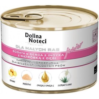 Dolina Noteci Premium Dla Psów Małych Ras Junior Bogata W Serca Z Indyka Z Wątróbką Z Gęsi 185g Dolina Noteci