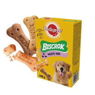 Pedigree Biscrok Ciasteczka Dla Dorosłych Psów W Kształcie Kostek Z Jagnięciną, Kurczakiem I Wołowiną 500g Pedigree