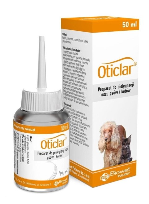 Biowet Oticlar Preparat Do Czyszczenia Uszu Psów I Kotów 50ml Biowet