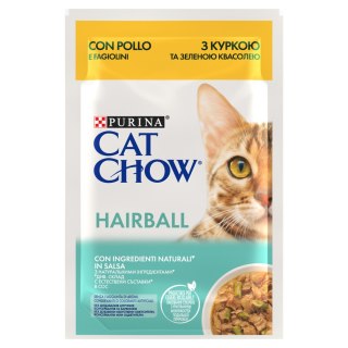 Purina Cat Chow Hairball Karma Z Kurczakiem I Zieloną Fasolką W Sosie 85g Purina Cat Chow