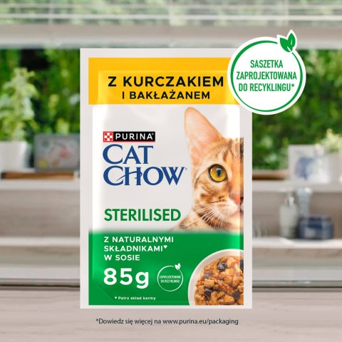 Purina Cat Chow Sterilised Karma Z Kurczakiem I Bakłażanem W Sosie 85g Purina Cat Chow