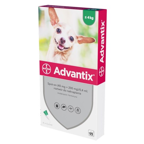 Bayer Advantix Krople Na Kleszcze I Pchły 4x0,4ml Bayer