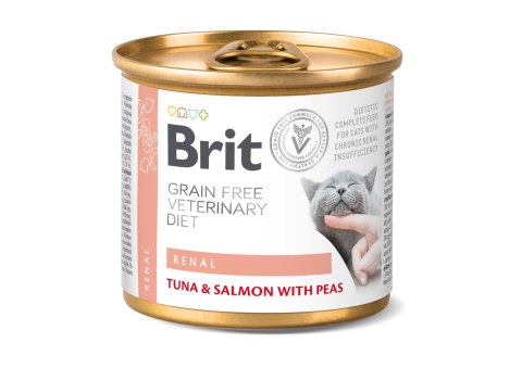 Brit Grain Free Veterinary Diet Cat Renal Tuńczyk, Łosoś I Groszek 200g Brit