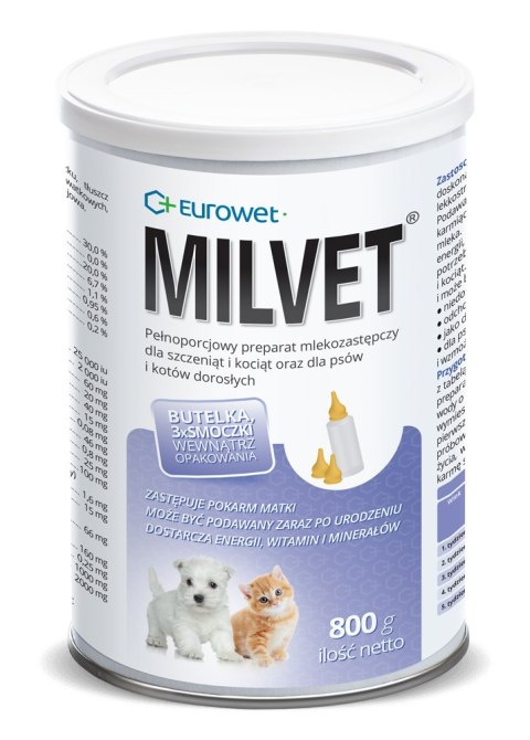 Eurowet Milvet Mleko Zastępcze Dla Szczeniąt I Kociąt 800g Eurowet
