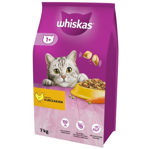 WHISKAS Karma Sucha Dla Kota 1+ Z Kurczakiem 7kg Whiskas