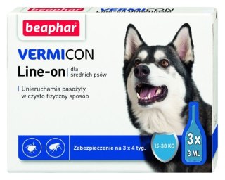 BEAPHAR Vermicon Line-On Dog M Krople Przeciwko Ektopasożytom Dla Psów 15-30kg 3x3ml BEAPHAR