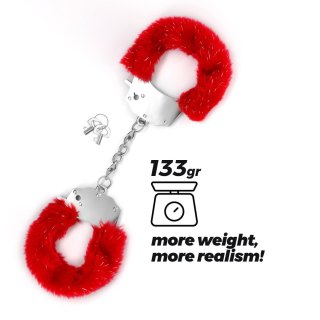 CRUSHIOUS SPANGLE METAL CUFFS WITH PLUSH RED Crushious