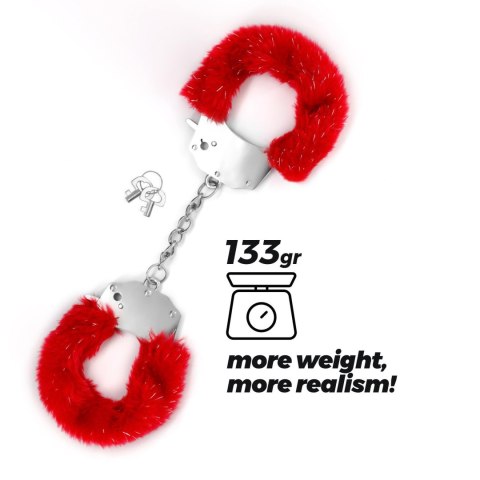 CRUSHIOUS SPANGLE METAL CUFFS WITH PLUSH RED Crushious