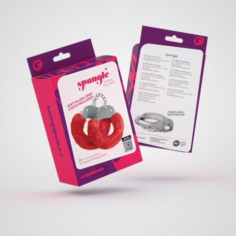 CRUSHIOUS SPANGLE METAL CUFFS WITH PLUSH RED Crushious