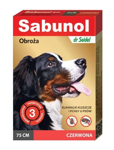 Laboratorium DermaPharm Sabunol Czerwona Obroża Przeciw Pchłom I Kleszczom Dla Psa 75cm Laboratorium DermaPharm