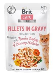 Brit Care Cat Pouches Fillets In Gravy With Tender Turkey & Savory Salmon 85g Brit