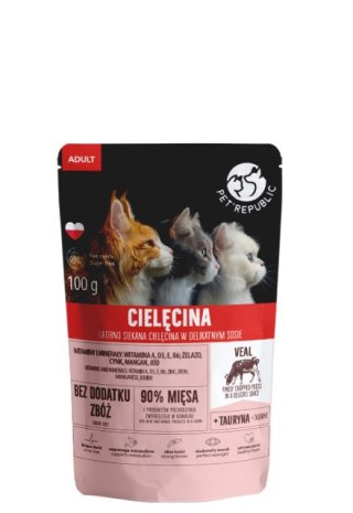 PetRepublic drobno siekane kawałki w delikatnym sosie cielęcina 100g dla kota Pet Republic