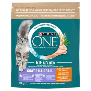 Purina One Cat Coat & Hairball Karma dla kotów z kurczaka 800g PURINA ONE