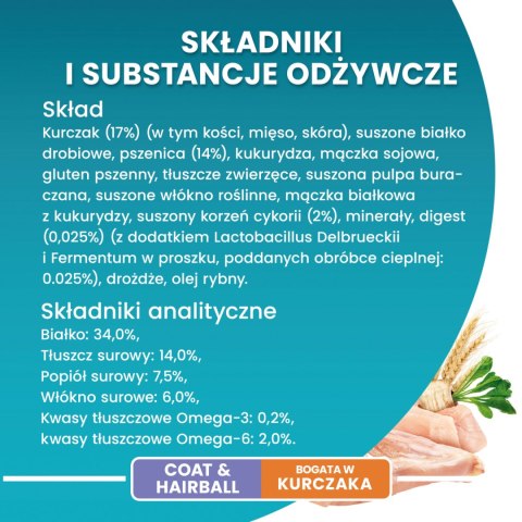 Purina One Cat Coat & Hairball Karma dla kotów z kurczaka 800g PURINA ONE