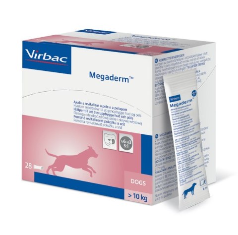 Virbac Megaderm 28x8 ml suplement diety dla psów 10-30 kg na problemy skórne Virbac