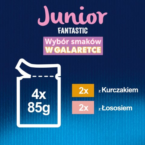 Felix Fantastic Junior W Galaretce Z Kurczakiem I Łososiem 4x85g Felix
