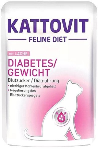 Kattovit Diabetes/Gewicht Łosoś 85g Kattovit