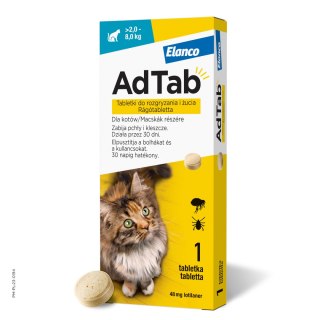 Elanco AdTab Tabletka Na Pchły I Kleszcze Dla Kotów 2-8kg 48mg Elanco