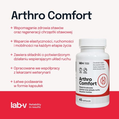 Lab-v Arthro Comfort Kompleksowe Wsparcie Zdrowia Stawów I Układu Ruchu Dla Psów I Kotów 45 Kapsułek LAB-V