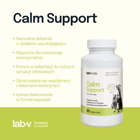 Lab-v Calm Support Wspomaganie Przy Objawach Stresu I Zaburzeniach Behawioralnych 90 Kapsułek LAB-V