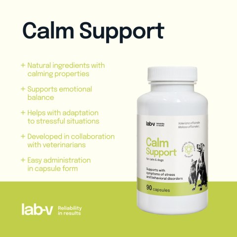 Lab-v Calm Support Wspomaganie Przy Objawach Stresu I Zaburzeniach Behawioralnych 90 Kapsułek LAB-V