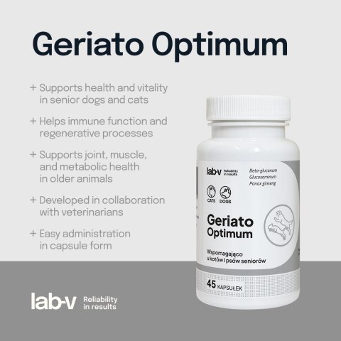 Lab-v Geriato Optimum Wspomaganie Zdrowia Seniorów Dla Psów I Kotów 45 Kapsułek LAB-V
