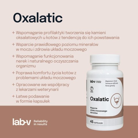 Lab-v Oxalatic Wsparcie Dla Kotów Przy Tworzeniu Się Kamieni Oksalatowych 45 Kapsułek LAB-V
