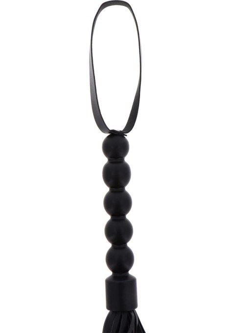 Short Beaded Flogger Whip Black Hidden Desire