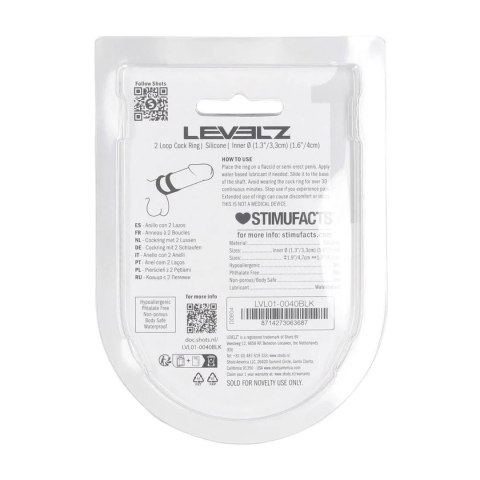2 Loop Silicone Cockring - Black Levelz by Shots