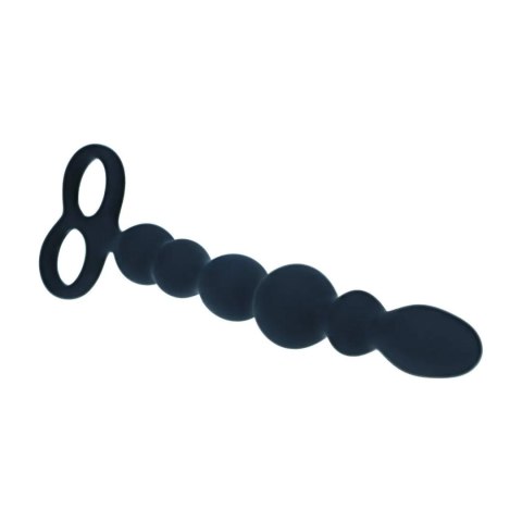 Beaded Silicone Anal Probe with Double Loop - Black Levelz by Shots