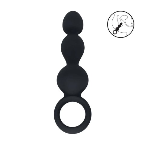 Beaded Silicone Anal Probe with Loop - Black Levelz by Shots
