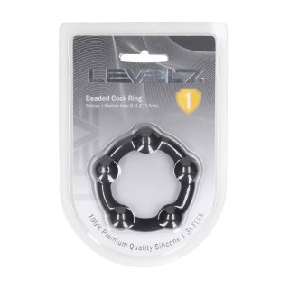 Beaded Silicone Cockring - M - 35mm - Black Levelz by Shots