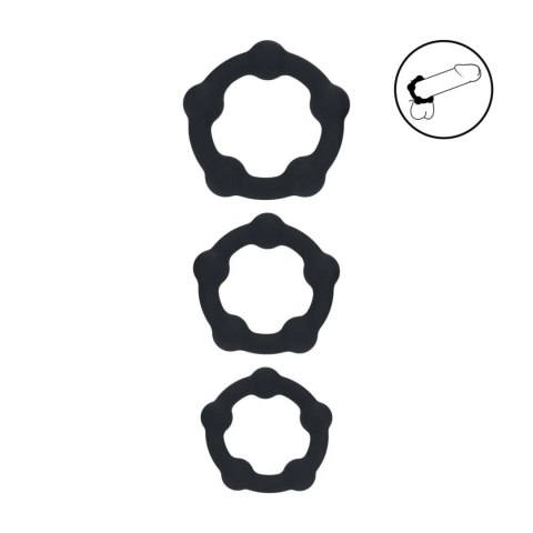 Beaded Silicone Cockring Set of 3 - S/M/L - Black Levelz by Shots