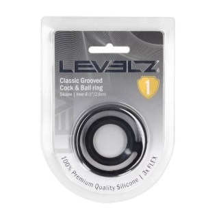 Classic Grooved Silicone Cock and Ball Ring - Black Levelz by Shots