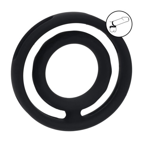 Classic Grooved Silicone Cock and Ball Ring - Black Levelz by Shots