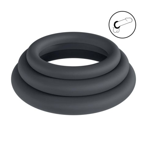 Classic Silicone Cockring Set of 3 - L/XL/XXL - Black Levelz by Shots