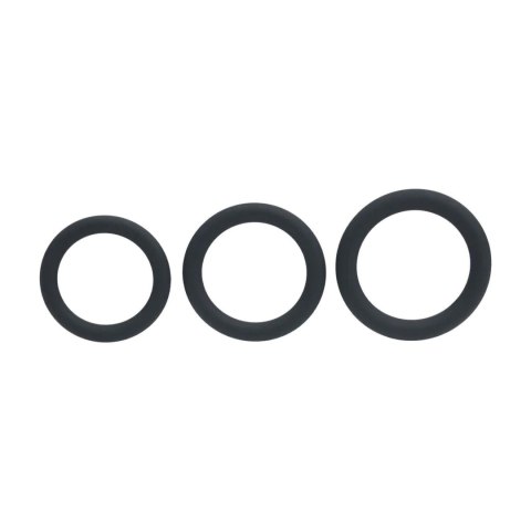 Classic Silicone Cockring Set of 3 - L/XL/XXL - Black Levelz by Shots