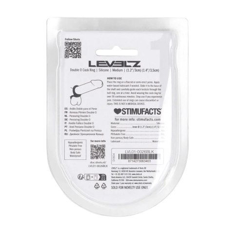 Double O Silicone Cockring - M - Black Levelz by Shots