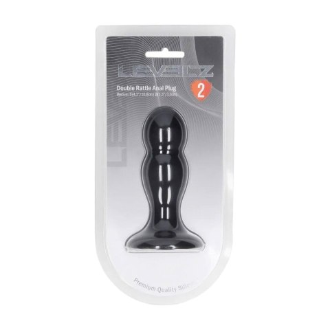 Double Rattle Liquid Silicone Anal Plug - M - Black Levelz