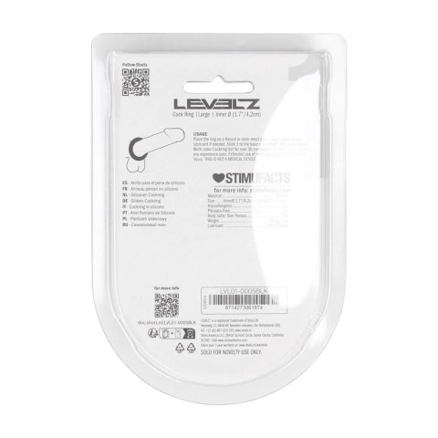Liquid Silicone Cockring - L - Black Levelz by Shots