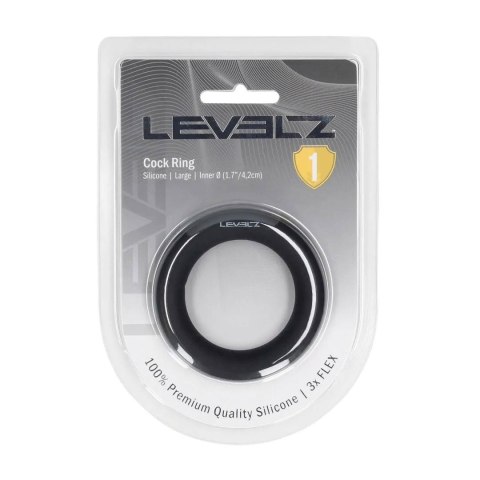 Liquid Silicone Cockring - L - Black Levelz by Shots